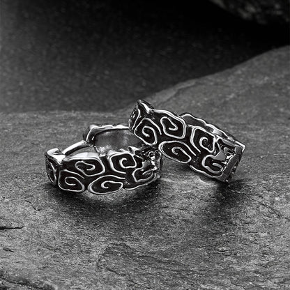 Gothic Auspicious Clouds Grass Pattern Earrings for Men