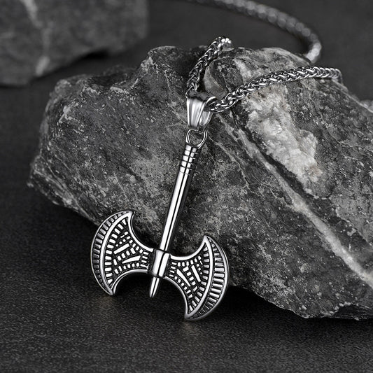 Viking Solid Axe Necklace Amulet for Men Boys FaithHeart Jewelry