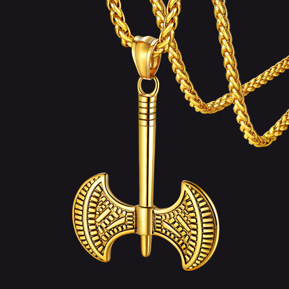 Viking Solid Axe Necklace Amulet for Men Boys FaithHeart Jewelry