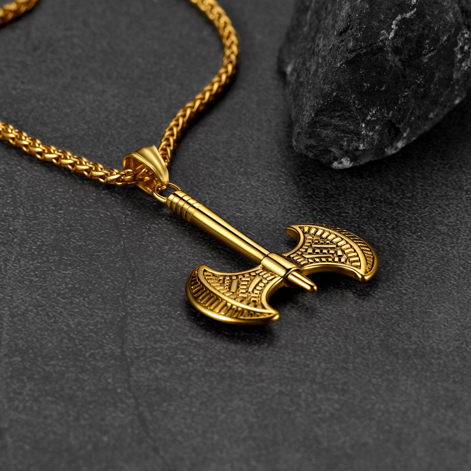 Viking Solid Axe Necklace Amulet for Men Boys FaithHeart Jewelry