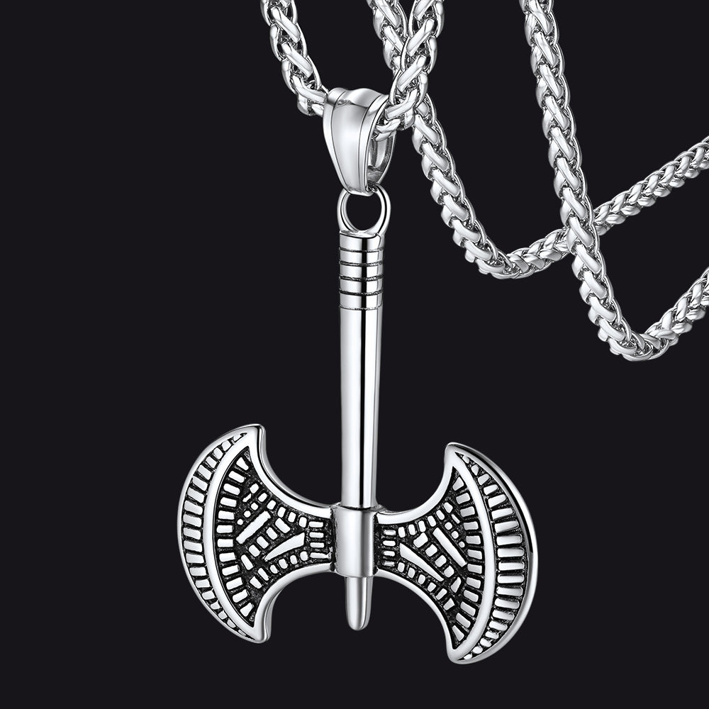 Viking Solid Axe Necklace Amulet for Men Boys FaithHeart Jewelry