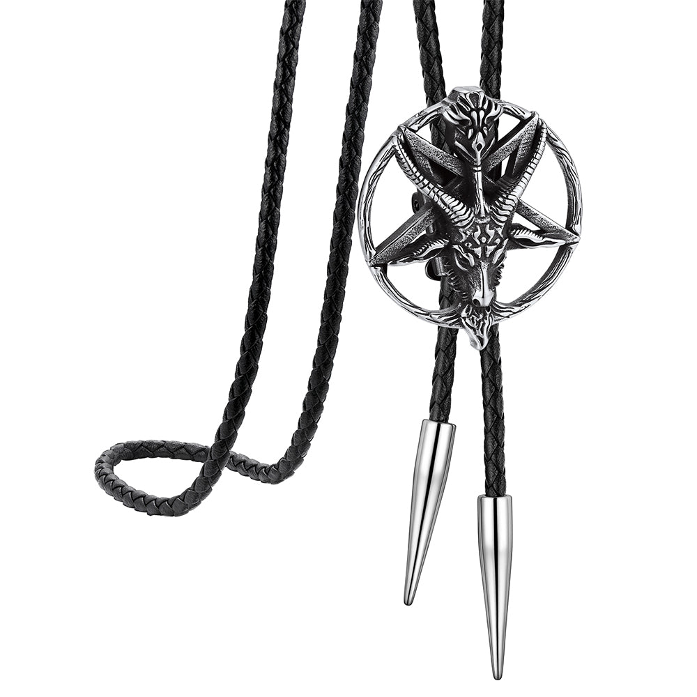 Baphomet Pentagram Goat Bolo Tie for Men Women