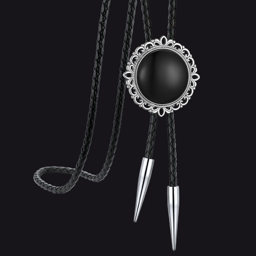 FaithHeart Black Onyx Bolo Ties Wedding Western Necktie for Men FaithHeart