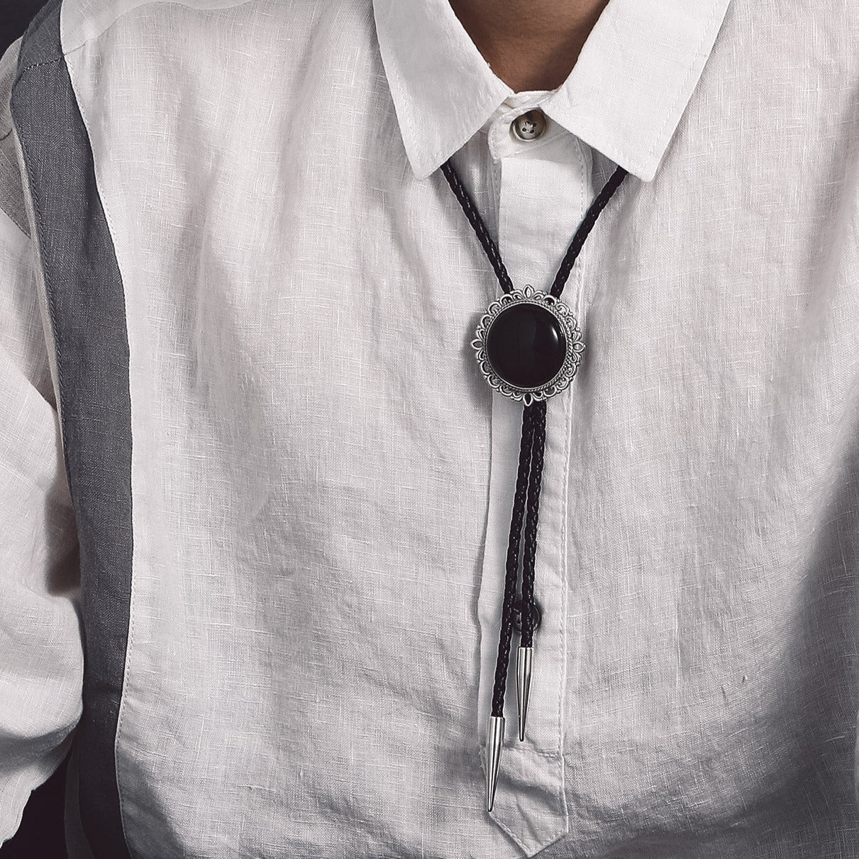 Black Onyx Bolo Ties Wedding Western Necktie for Men FaithHeart