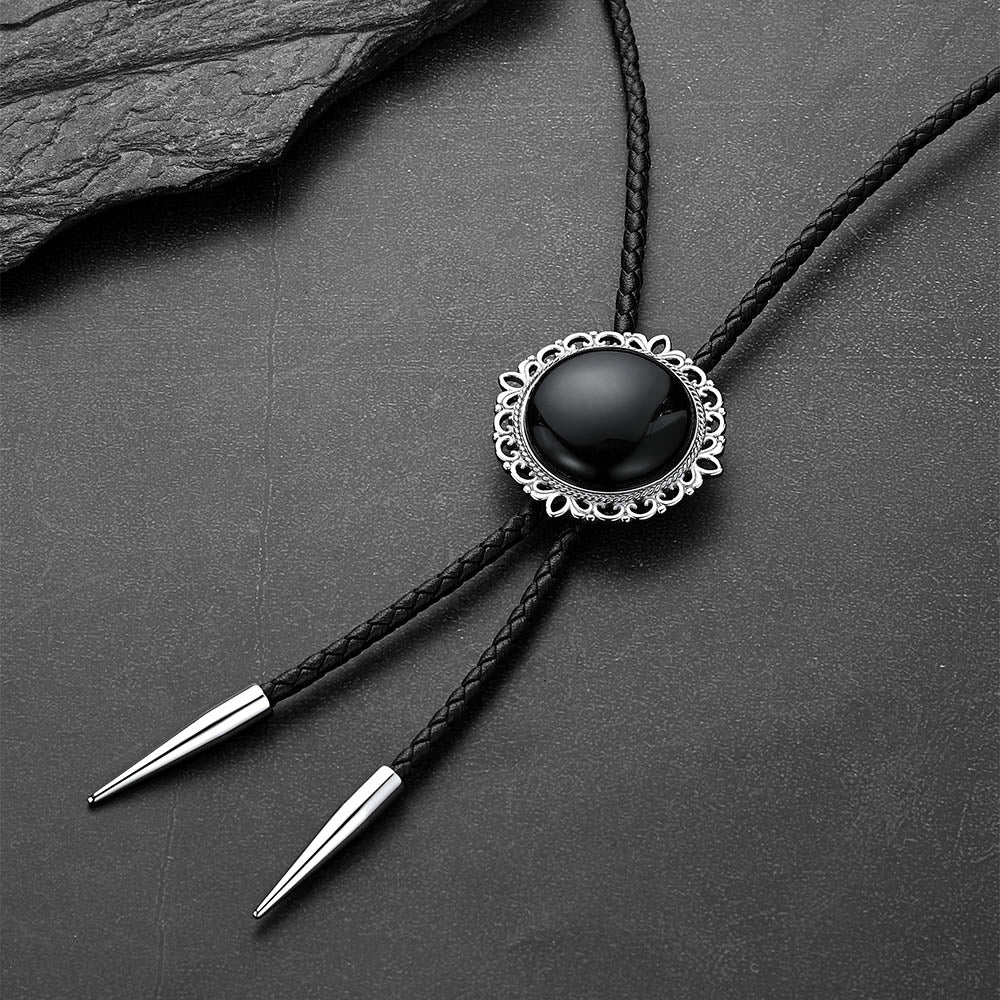 FaithHeart Black Onyx Bolo Ties Wedding Western Necktie for Men FaithHeart
