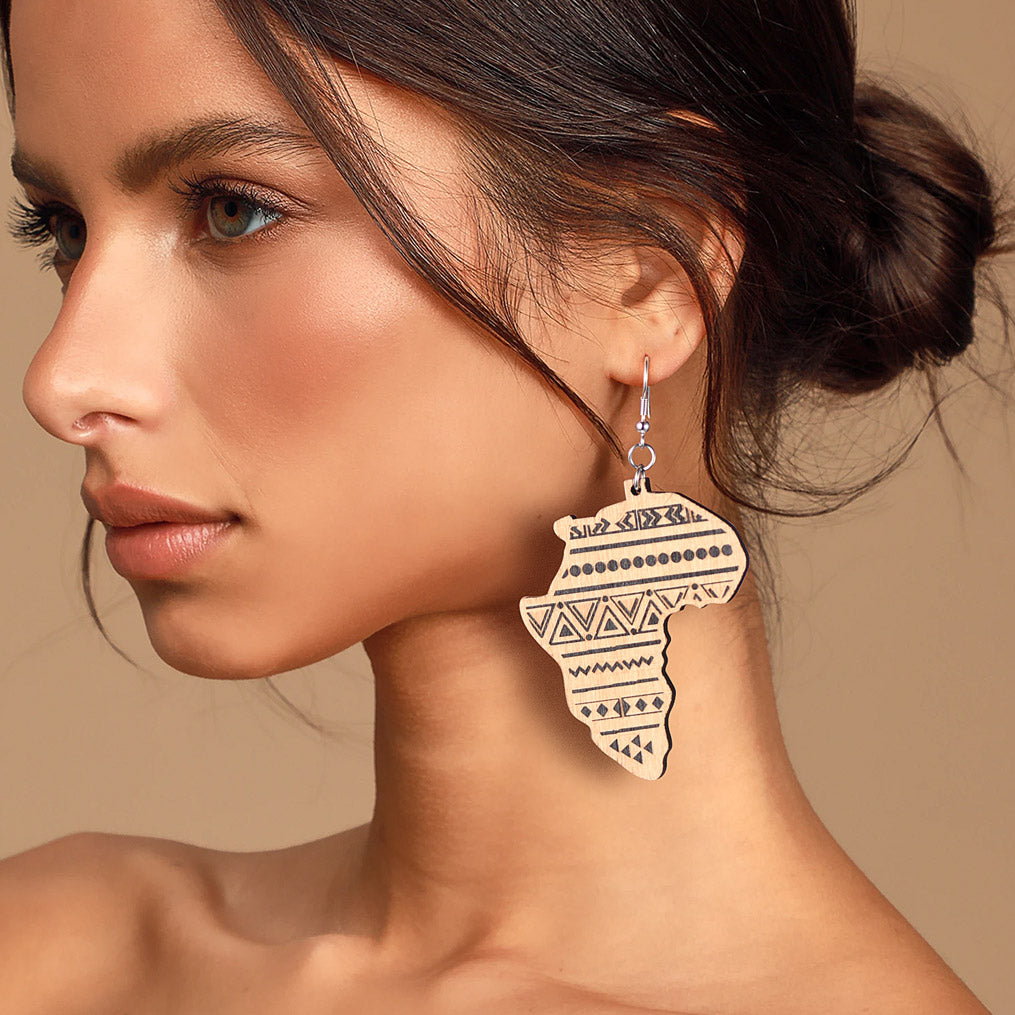 FaithHeart African Map Drop Dangle Earrings for Women
