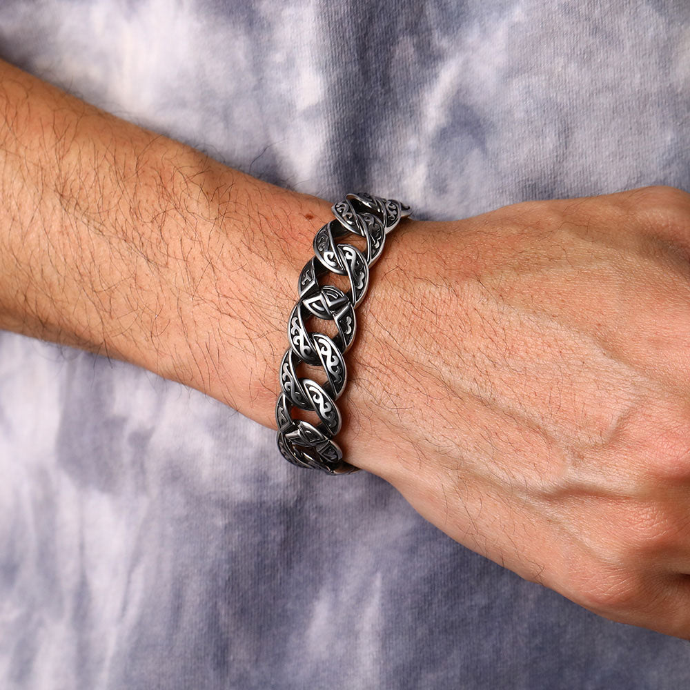 FaithHeart Celtic Knot Chunky Cuban Chain Stainless Steel Bracelet FaithHeart