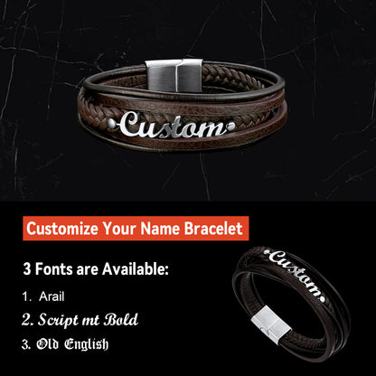 FaithHeart Custom Braided Leather Wristband Bracelet for Men FaithHeart