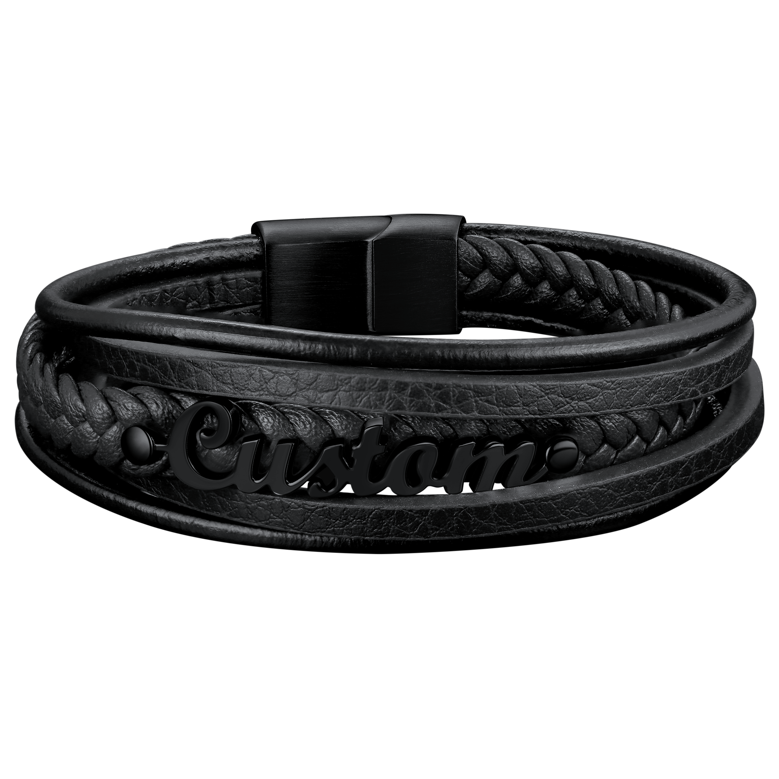 FaithHeart Custom Braided Leather Wristband Bracelet for Men FaithHeart