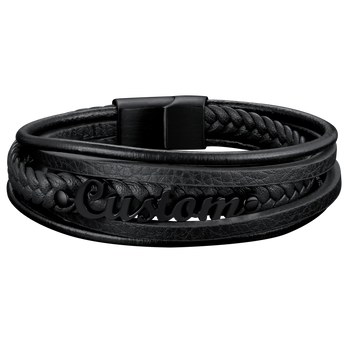 FaithHeart Custom Braided Leather Wristband Bracelet for Men FaithHeart