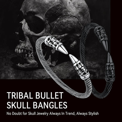 Gothic Punk Skull Open Cuff Bangle Bracelet 