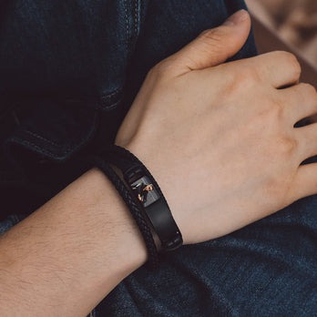 Personalized Leather Cuff Bracelet with Picture Gift for Men