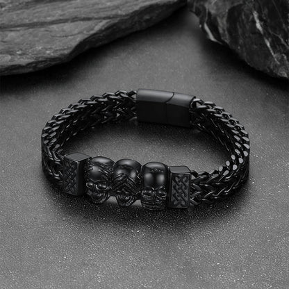 Stainless Steel Gothic Skull Celtic Knot Bracelet For Men