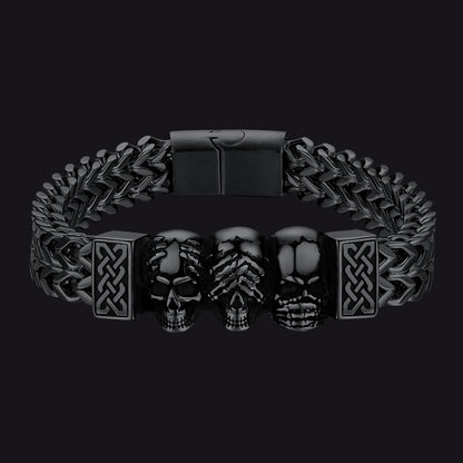 Stainless Steel Gothic Skull Celtic Knot Bracelet For Men