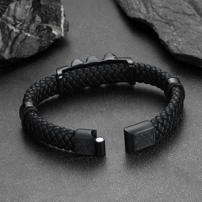 Gothic Skull Braided Leather Bracelet For Men