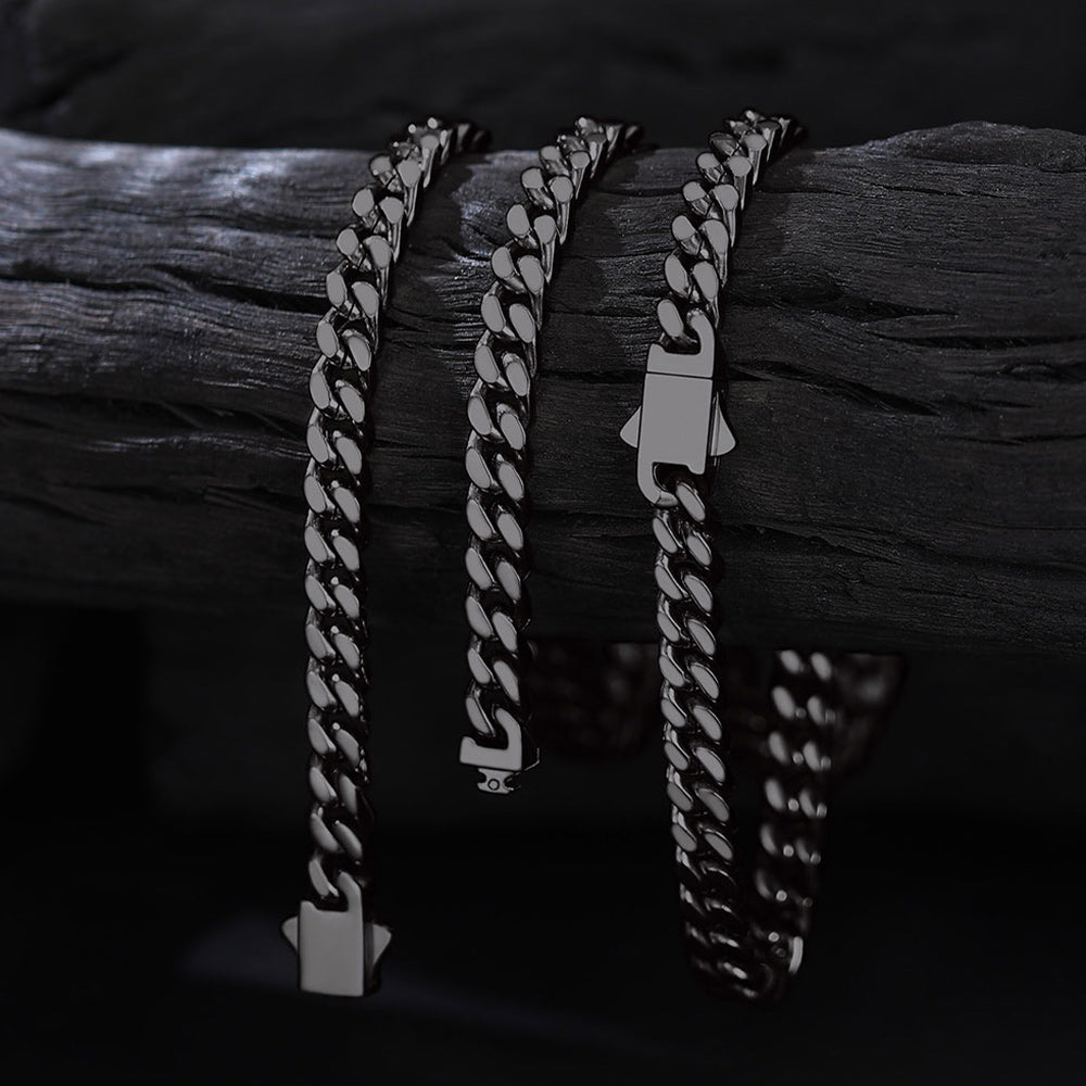 men’s hip hop miami cuban link chain and bracelet combo