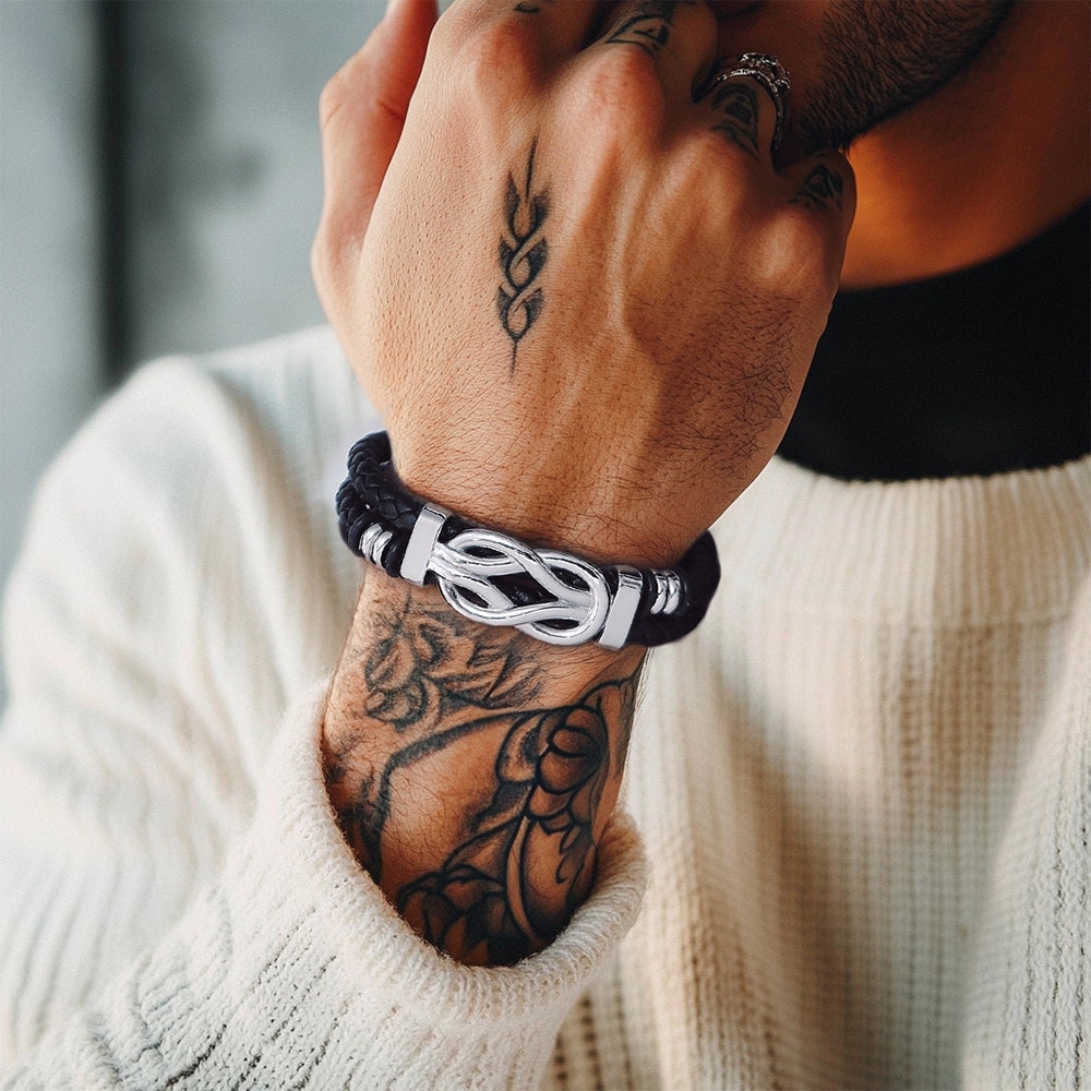 Infinity Love Knot Leather Bracelet Gift For Dad Men Father’s Day