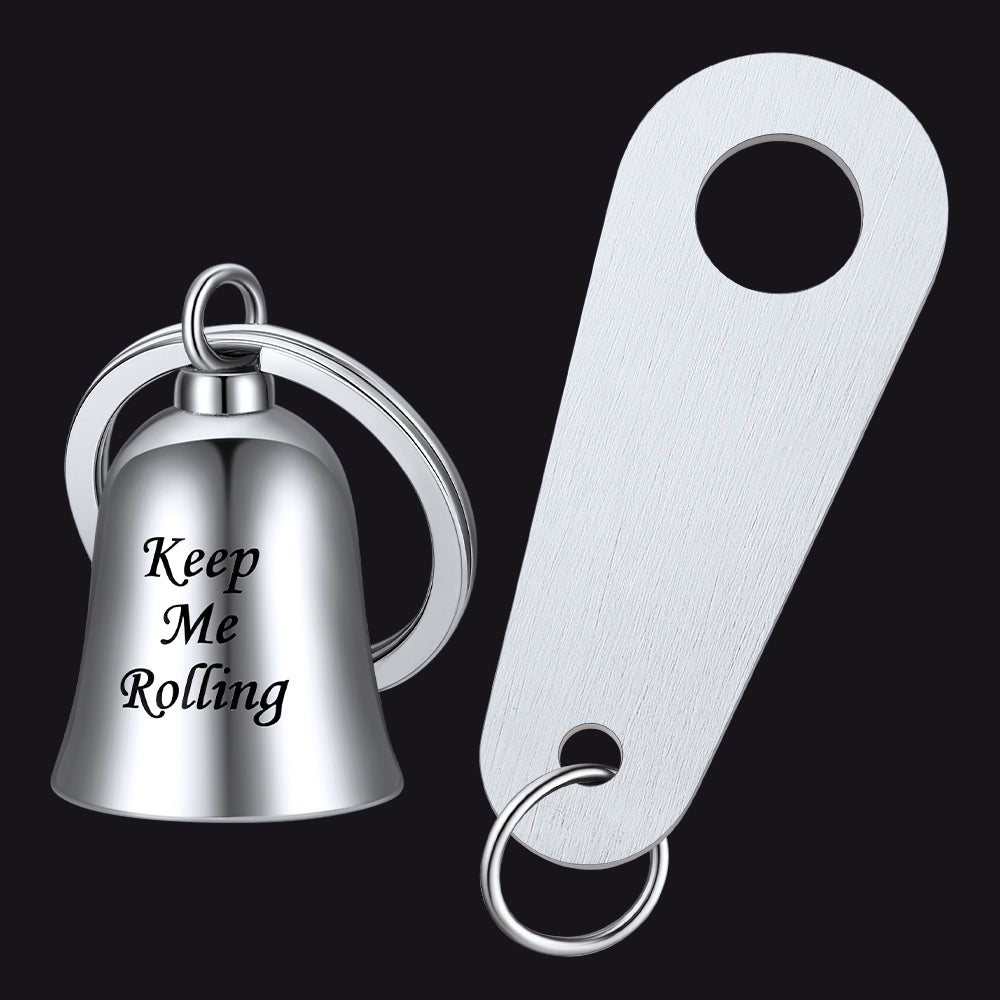 Silver Custom Motorcycle Keychain Guardian Bells for Biker