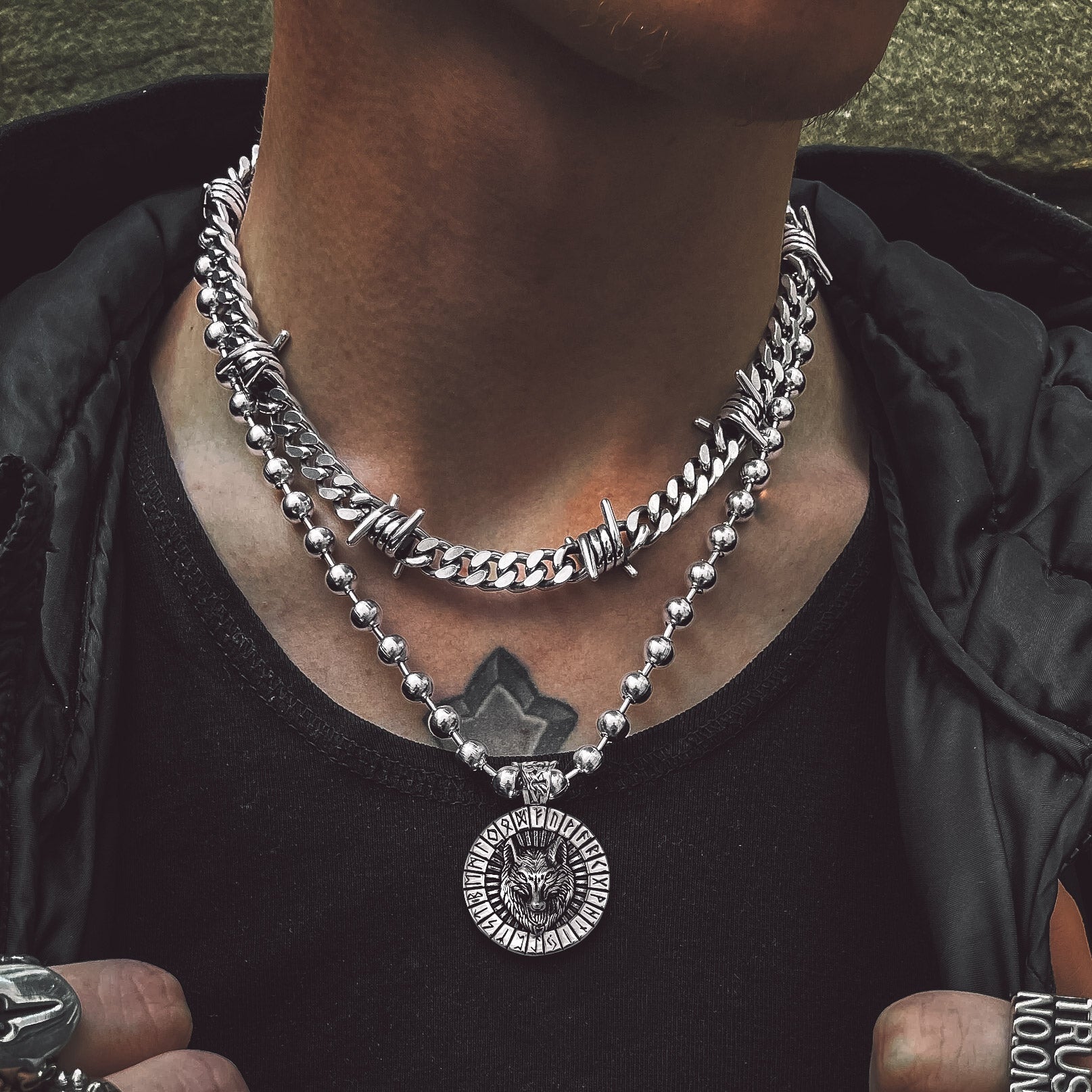 To My Men Barbed Wire Cuban Chain Choker Necklace Gift for Him FaithHeart Jewelry