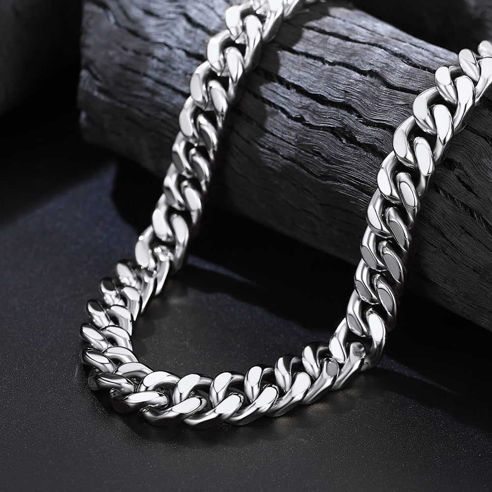 polished stainless steel miami cuban chain and bracelet combo