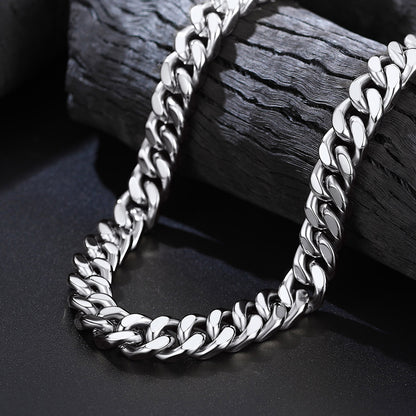 polished stainless steel miami cuban chain and bracelet combo