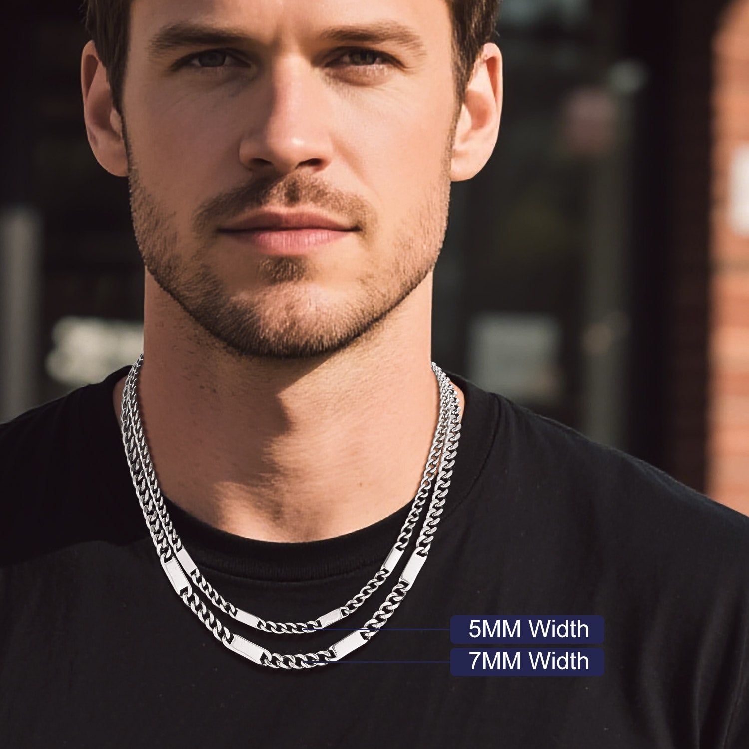 Cuban Chain Name Link Necklace with 5MM/7MM Width