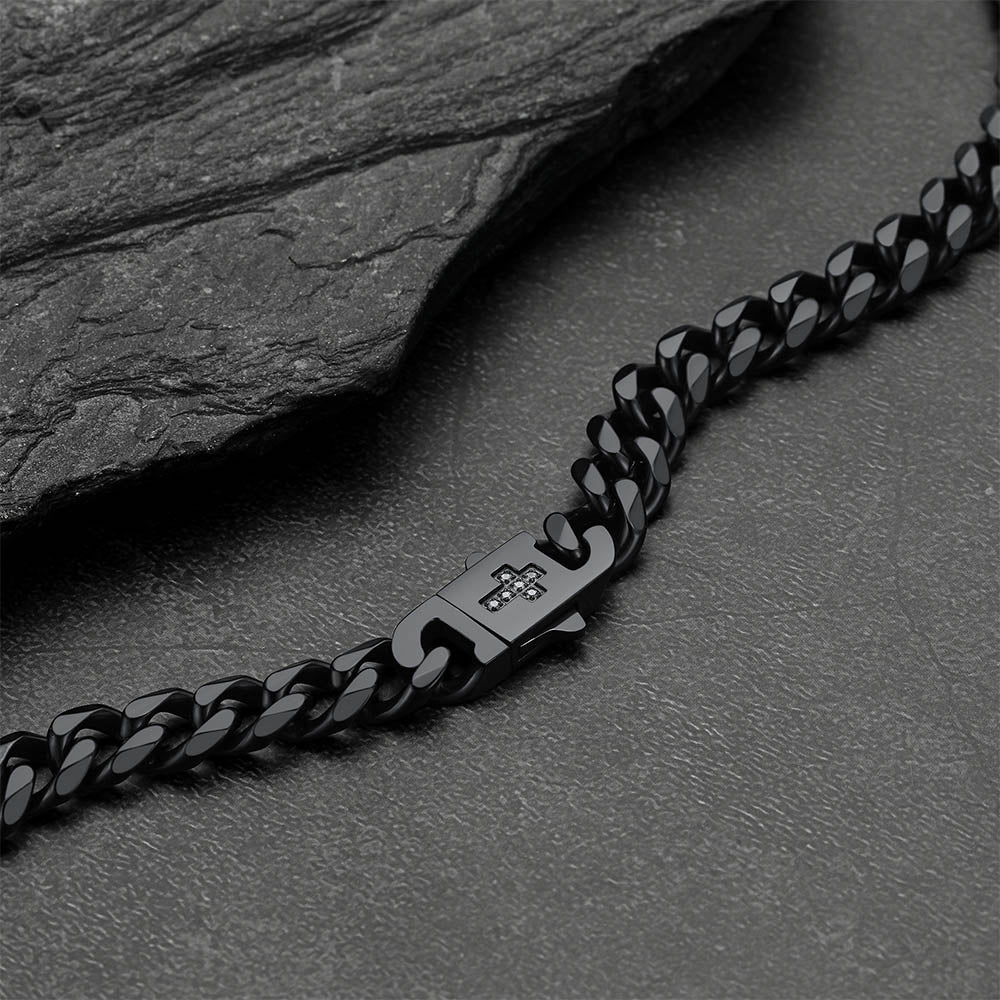 Miami Cuban Chain Necklace with CZ Cross for Men
