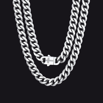 Miami Cuban Chain Necklace with CZ Cross for Men