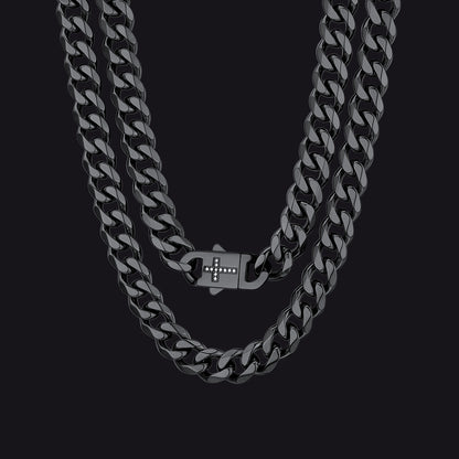 Miami Cuban Chain Necklace with CZ Cross for Men