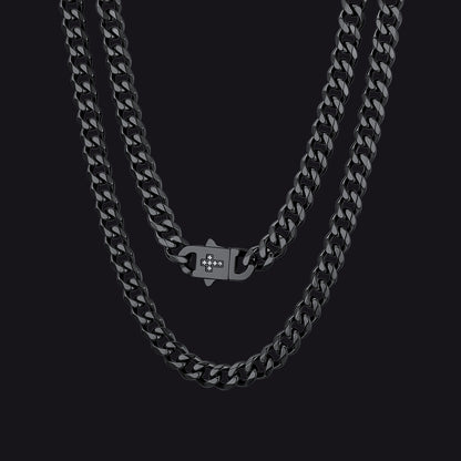 Miami Cuban Chain Necklace with CZ Cross for Men