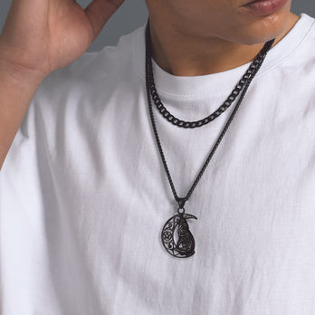 Viking Crescent Moon Wolf Necklace for Men FaithHeart