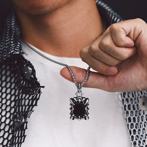 FaithHeart Gothic Crystal Ruby Dragon Claw Necklace for Men FaithHeart