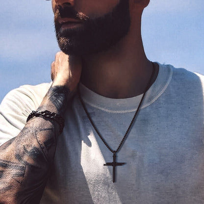Christian Nail Cross Pendant Necklace For Men