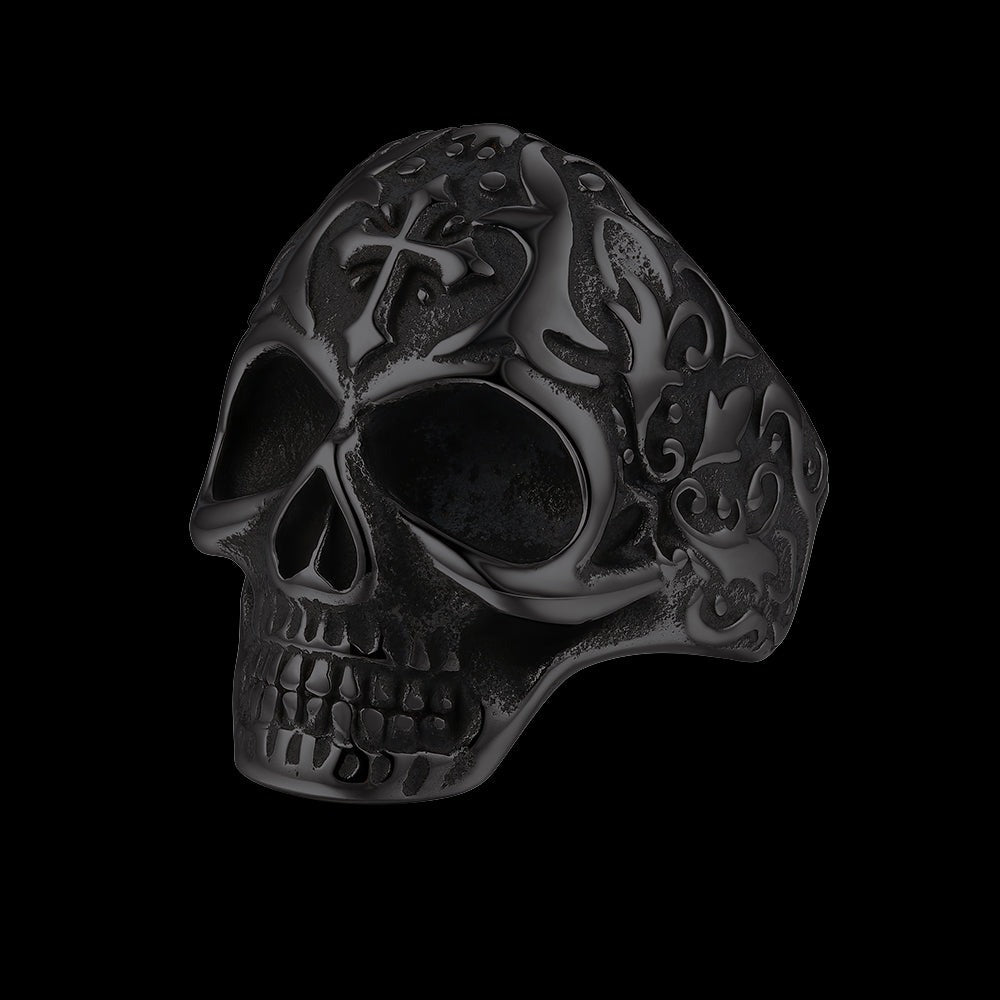 FaithHeart Cross Skull Stainless Steel Gothic Ring FaithHeart