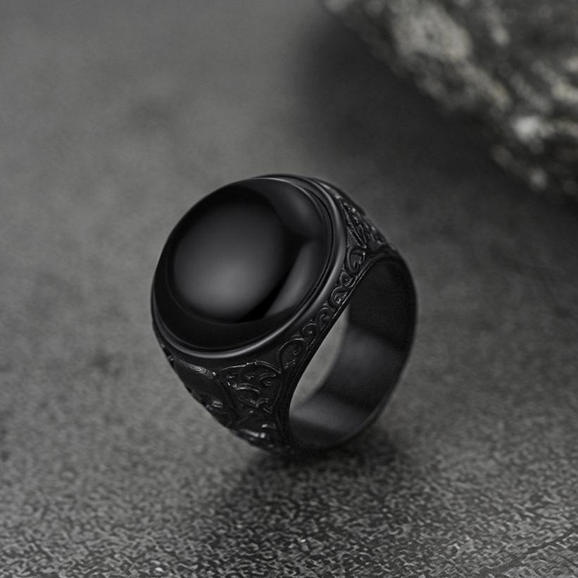 Bandmax Black Onyx Rings Vintage Style Stainless Steel Skull Signet Ring FaithHeart