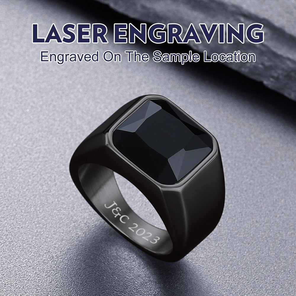 CZ Gemstone Engraved Band Ring for Men