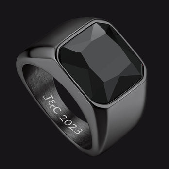 FaithHeart Modern CZ Gemstone Engraved Band Ring for Men FaithHeart