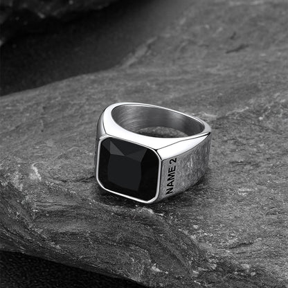 Modern CZ Gemstone Engraved Band Ring for Men