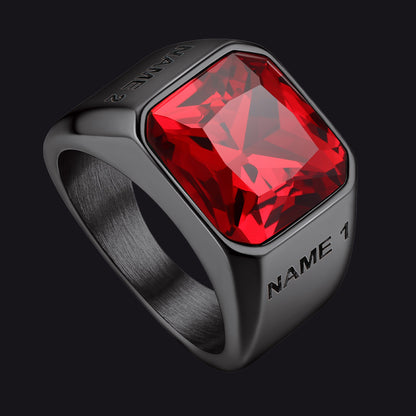 Modern CZ Gemstone Engraved Band Ring for Men