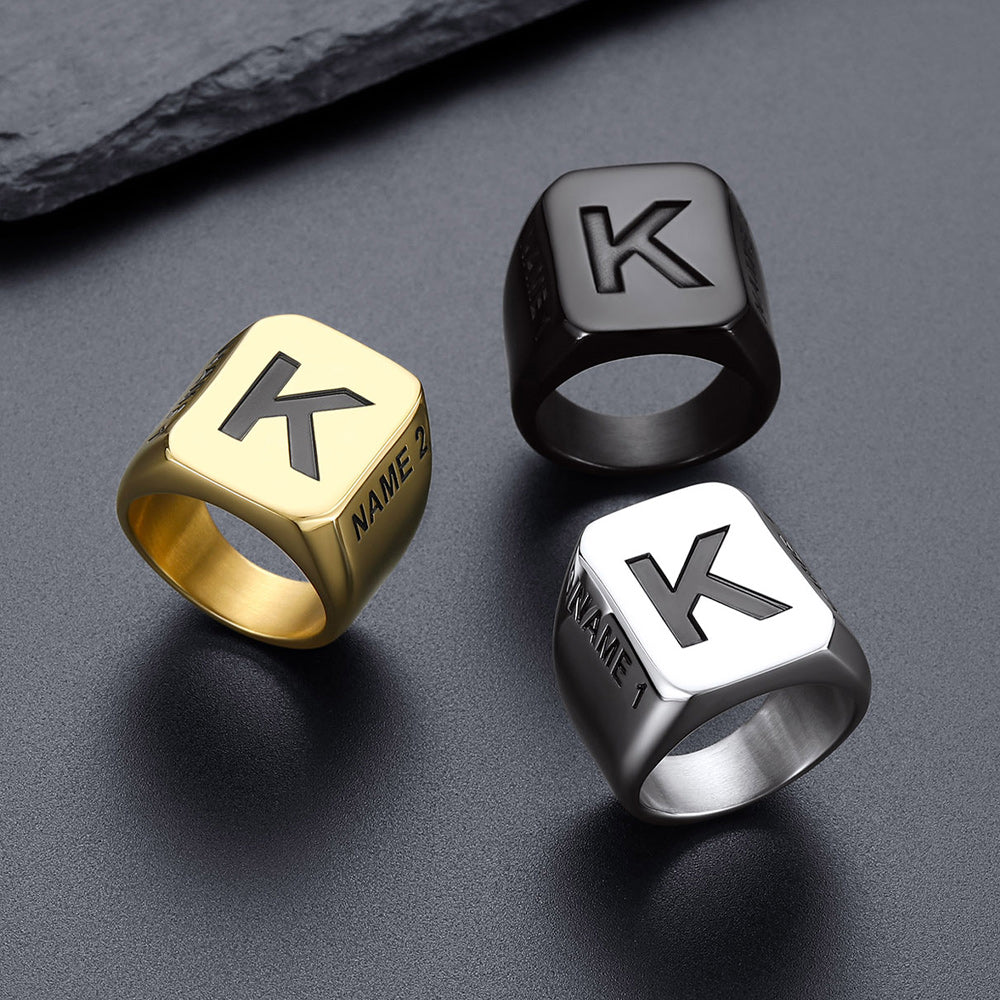 Minimalist Custom Engraved Name Band Rings for Men