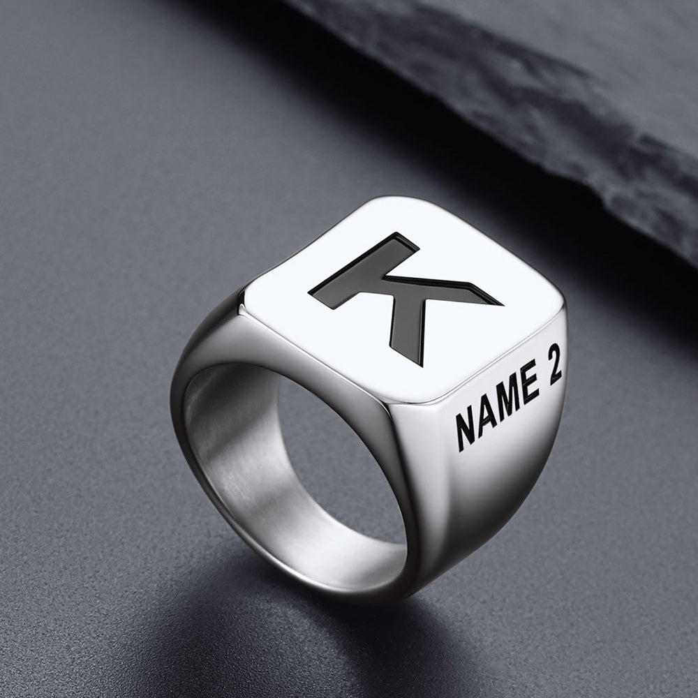 Minimalist Custom Engraved Name Band Rings for Men