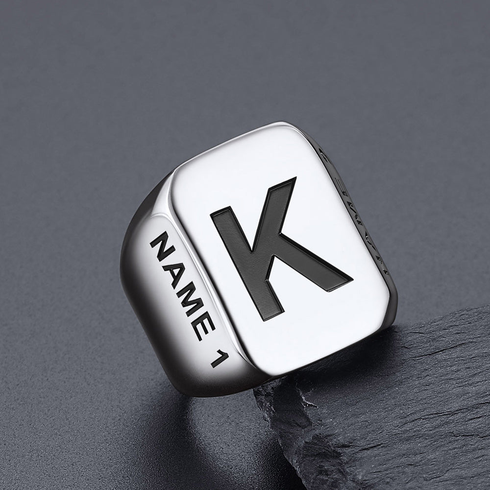 Minimalist Custom Engraved Name Band Rings for Men