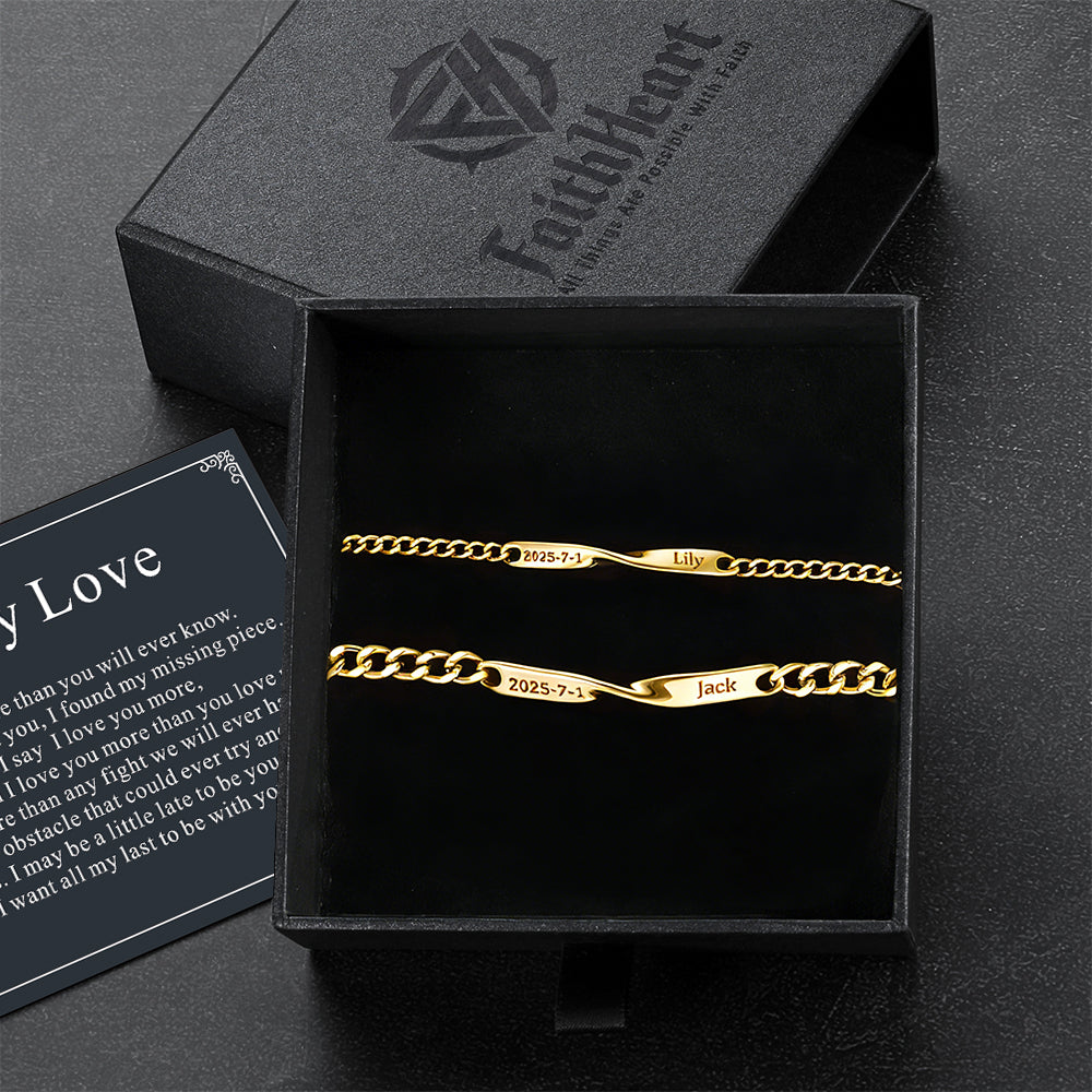 Personalisiertes Herz-Gliederarmband für Paare mit Gravur für Frauen, Freundinnen und Männer