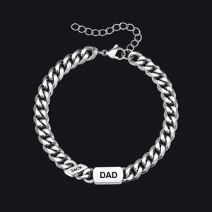 Silver Cuban chain bracelet with 1 engraved name bead