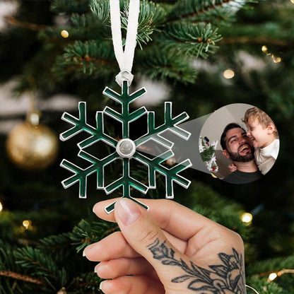 Projected Photo on Wall from Snowflake Ornament – Unique Personalized Gift