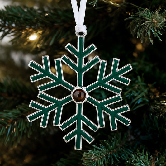Custom Photo Snowflake Projection Hanging Ornament – Personalized Christmas Decorationimg
