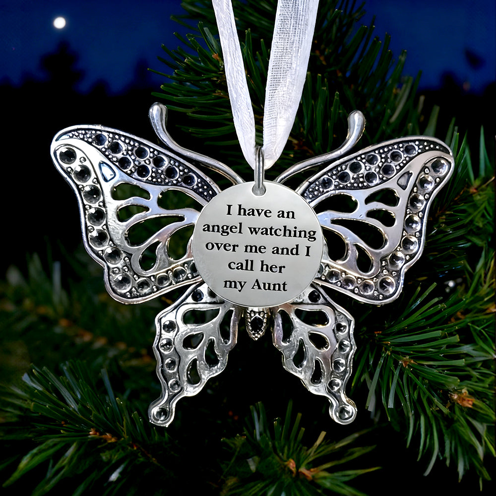 Memorial Butterfly Christmas Ornament for Aunt– Elegant Tree Decoration Keepsake