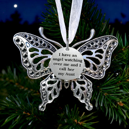 Memorial Butterfly Christmas Ornament for Aunt– Elegant Tree Decoration Keepsake