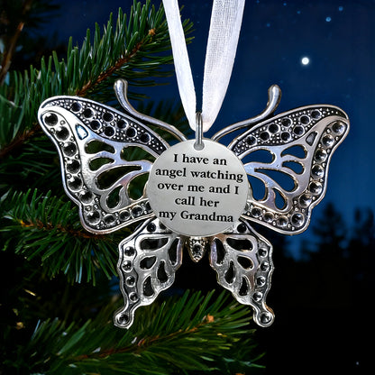 Memorial Butterfly Christmas Ornament for Grandma – Elegant Tree Decoration Keepsake