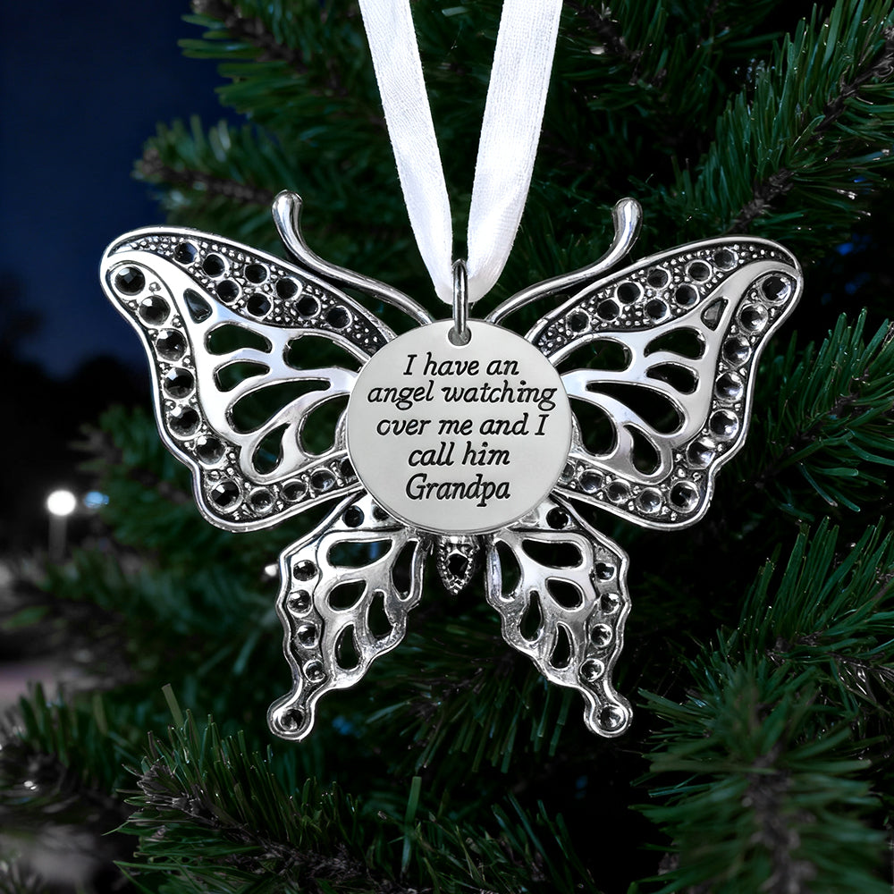 Memorial Butterfly Christmas Ornament for Grandpa – Elegant Tree Decoration Keepsake